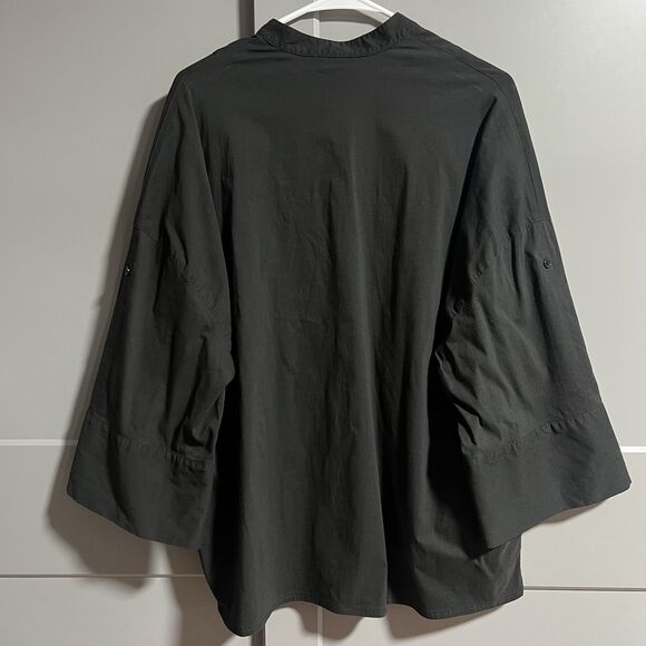 Mela Purdie Women Popover V-Neck Wide Rolled Sleeve Oversize Tunic Black 3XL - Picture 6 of 10